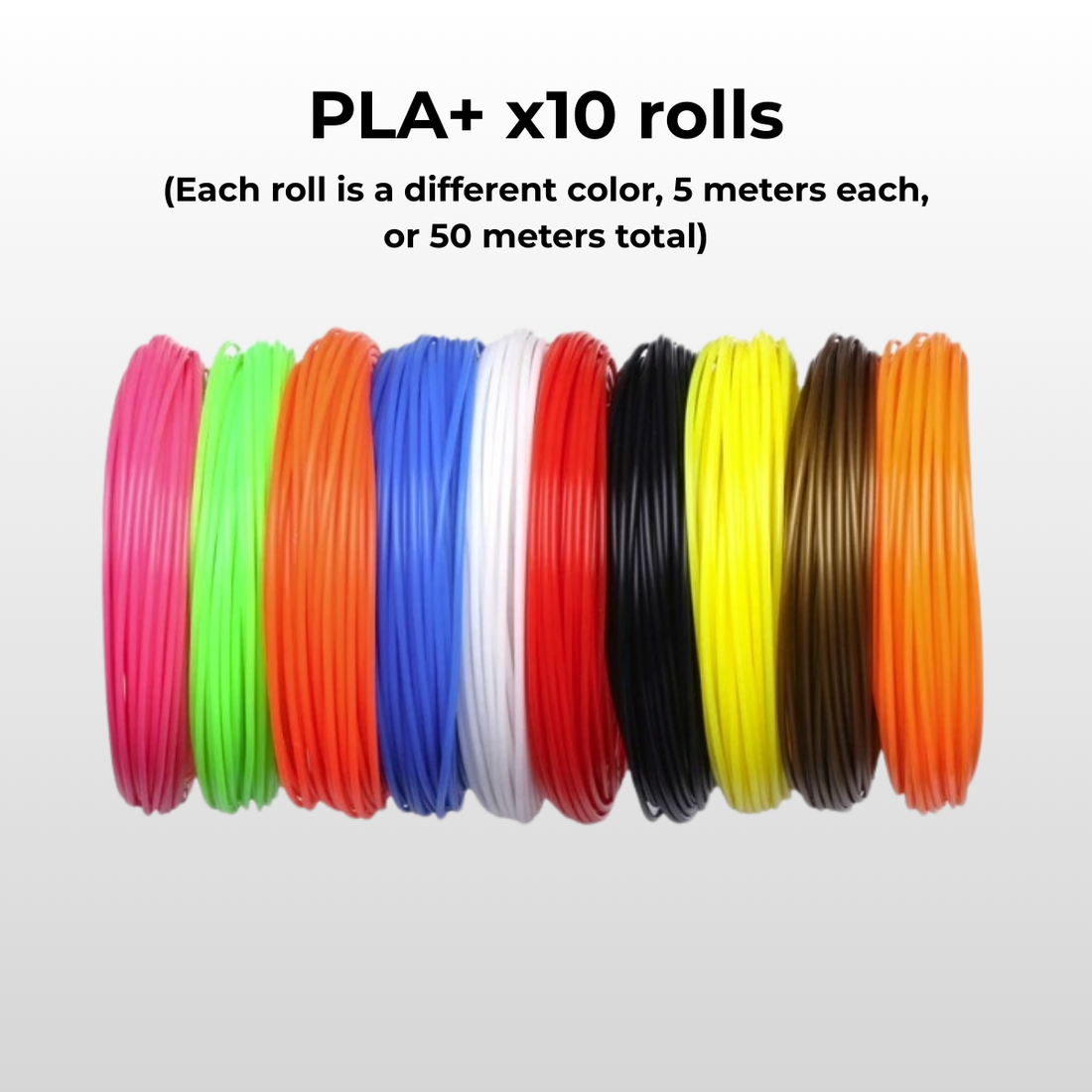 PLA+ HIGH SPEED 10 colors X 5 meters each  (50 meters)