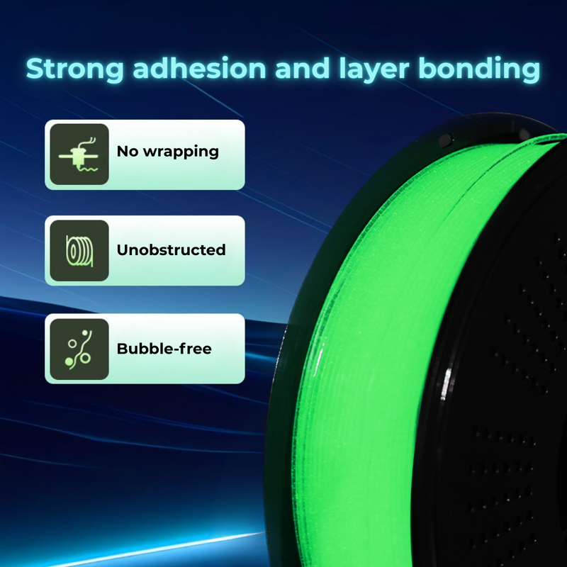 PLA+ HS Glow Mysterious Glow in the Dark Mystery Neon Green (with glitter)