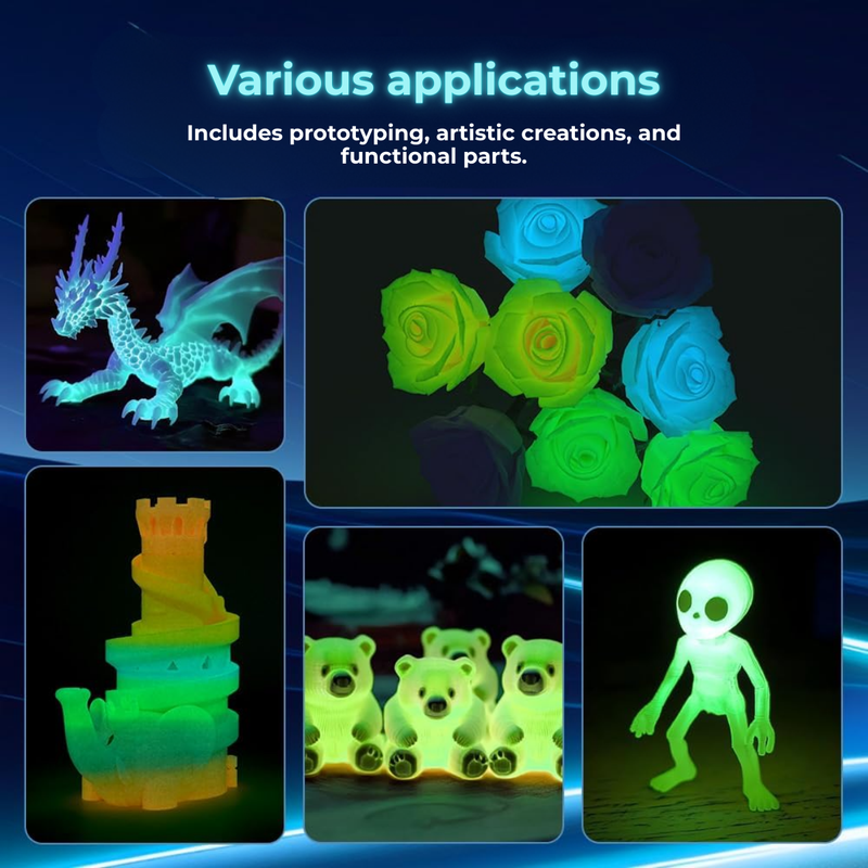 PLA+ HS Glow Mysterious Glow in the Dark Mystery Neon Green (with glitter)